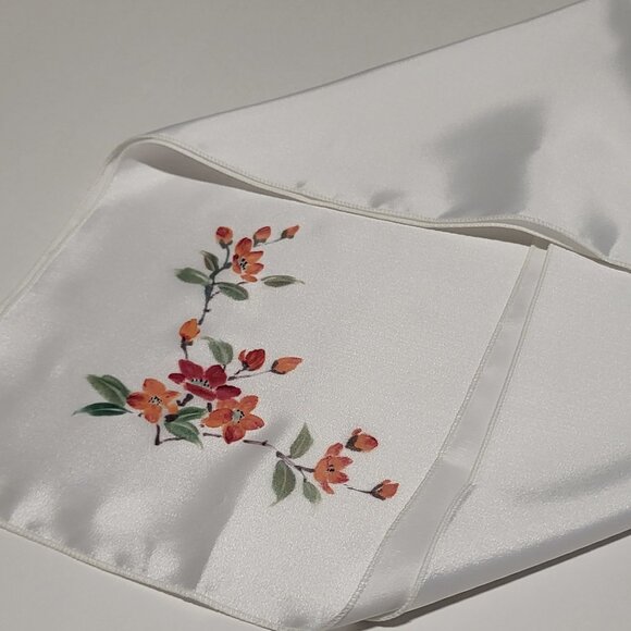 White Floral Silk Square Scarf - Picture 2 of 5